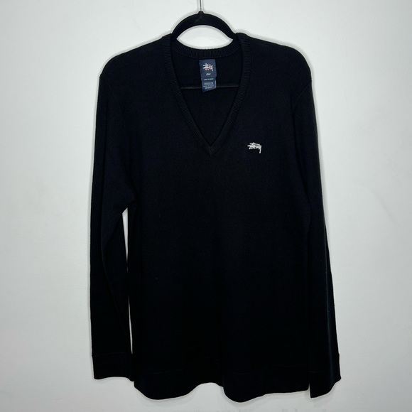 Stussy | Sweaters | Stussy Vneck Sweater Black Mens Large | Poshmark